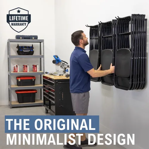 Miniatura 2 de StoreYourBoard Estante de almacenamiento para sillas triple – Estante de sillas plegables resistente para la organización del hogar y la cochera