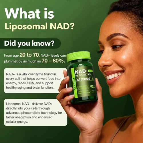 Miniatura 2 de Nad Resveratrol Suplemento 1200mg por porción - Nad+ liposomal Resveratrol para mujeres y hombres - Suplemento Nad+ de alta pureza de 1200 mg