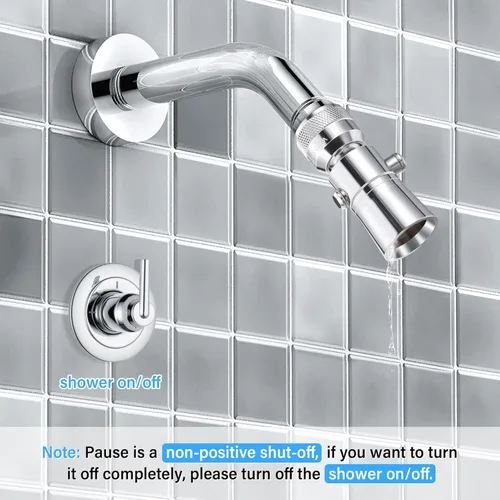 Miniatura 6 de Enhon Cabezal de ducha pivotante de pulverización única de 2 ajustes con válvula de cierre de repuesto para 52652-PK, compatible con ducha Delta