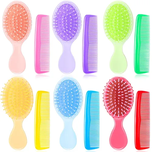 Miniatura 8 de Paquete de 12 peines de cepillo para cabello pequeño y húmedo, 6 mini cepillos desenredantes, cepillo desenredante para el cabello de viaje, 6 Negro