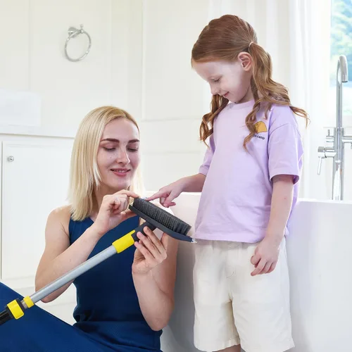 Miniatura 9 de Yocada Cepillo de Fregar Suelos Mango Telescópico 2 en 1 Cepillo Raspador Cerdas Rígidas Fregador de Ducha para Limpiar Patio Baño Garaje Cocina
