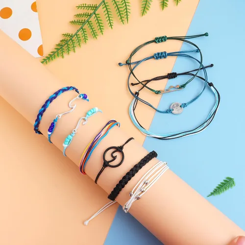 Miniatura 3 de Long tiantian Pulseras onduladas para adolescentes y niñas bonita cuerda trenzada bohemia pulsera para playa océano para mujer regalo de joyería