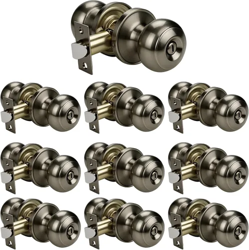 Miniatura 14 de KNOBWELL Pomos de puerta de privacidad, pomo de puerta de cama y baño con cerradura, pomos de puerta de bronce aceitado interior, pomo de puerta