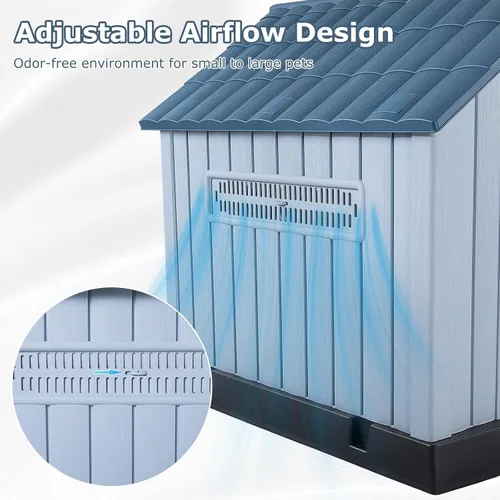 Miniatura 3 de LEMBERI Casa de perro de plástico impermeable duradera para perros de tamaño pequeño a mediano, caseta para perros para interiores y exteriores