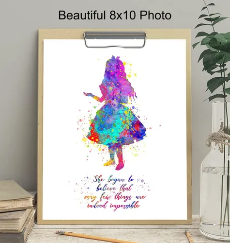 Miniatura 4 de Cita inspiradora – Impresión artística de pared del país de las maravillas de Alicia – Gran regalo motivacional – Póster de decoración de habitación