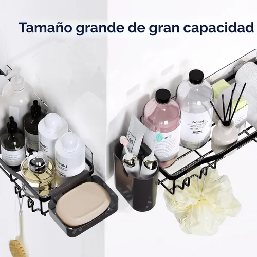 Miniatura 9 de NESOMI Organizador de Ducha Adhesivo Juego de 7 Piezas, Estantes de Baño de Acero Inoxidable a Prueba de Óxido, Accesorios de Almacenamiento sin