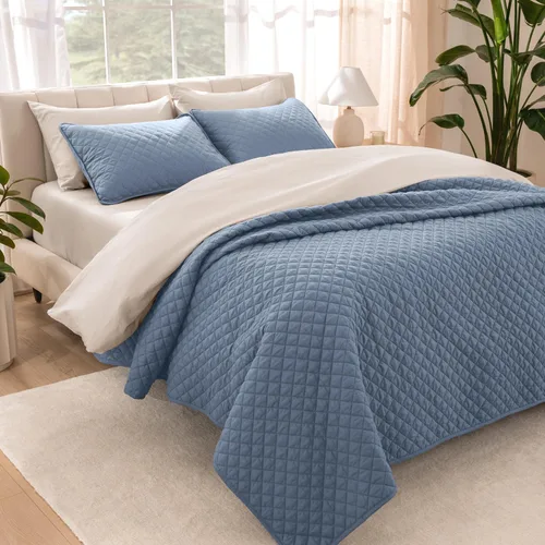 Miniatura 13 de Bare Home Juego de colcha – Full/Queen – Decoración ligera de cama – Alternativa de edredón – Colcha acolchada para todas las estaciones 04 - Gris