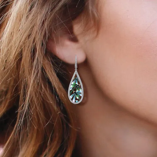 Miniatura 4 de Santuzza Aretes de plata de ley 925 con circonita cúbica esmaltada y libélula para mujer, Plata de ley Circonita cúbica, Circonia cúbica