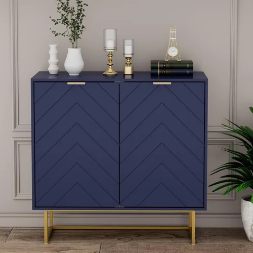 Miniatura 10 de Scurrty - Armario aparador de 80 cm en negro con almacenamiento, gabinete con puertas y estante ajustable para sala de estar y cocina