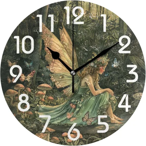 Miniatura 8 de Spring Hummingbird - Reloj de pared redondo con estampado de flores, 9.5 pulgadas, funciona con pilas, reloj de escritorio analógico silencioso