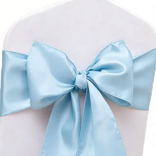 Paquete de 50 lazos de satén para sillas de color azul bebé, para bodas, fiestas, cumpleaños, baby shower, decoración de revelación de género, color