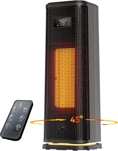 Calentador de espacio para uso en interiores, calentador de cerámica PTC portátil de 15.9 pulgadas de calentamiento rápido de 1500 W con