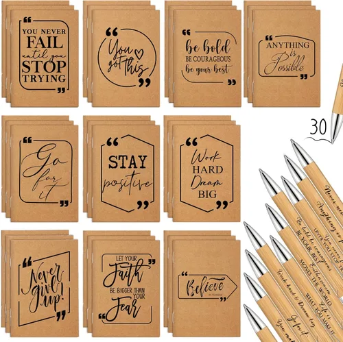 Fulmoon 60 bolígrafos motivacionales, cuadernos inspiradores, regalos a granel, bolígrafos inspiradores, almohadillas de notas pequeñas, regalos de