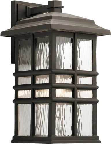 Miniatura 10 de Kichler Beacon 49829BKT - Lámpara de pared cuadrada de 12 pulgadas para exteriores con cristal martillado transparente en negro texturizado