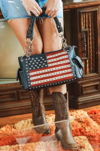 Miniatura 2 de Montana West Bolso patriótico con tachuelas para mujer, bolso con bandera estadounidense y bolso cruzado