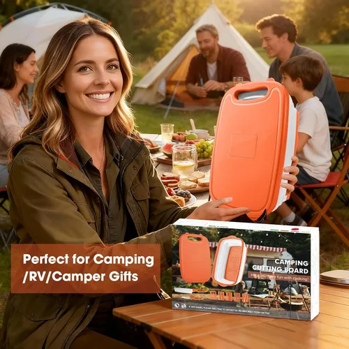 Miniatura 2 de Gintan Tabla de cortar para acampar, tabla de cortar plegable 9 en 1 con escurridor, cesta para lavar verduras de cocina para acampar, regalos