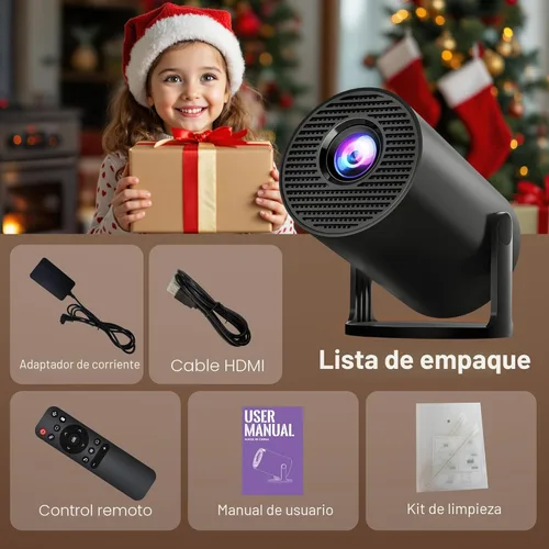 Miniatura 10 de Mini proyector con WiFi 6 y Bluetooth 5.4 Auto Vertical Keystone incorporado Android 14 OS, 1080P 4K compatible portátil 180° proyector giratorio