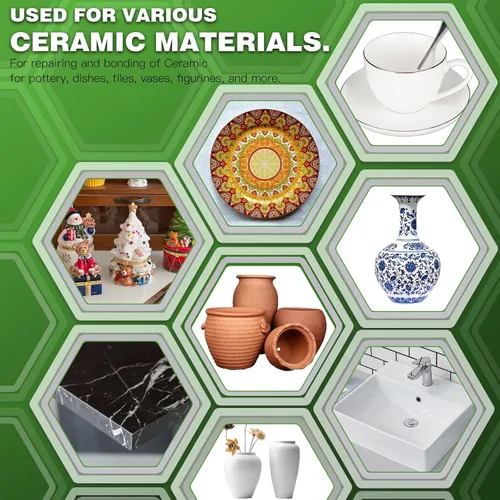 Miniatura 7 de 30g de pegamento cerámico, pegamento super cerámico instantáneo para reparación de porcelana y cerámica, secado rápido Resistente al calor