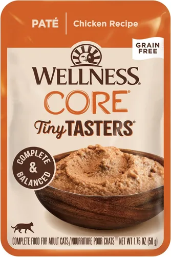 Miniatura 13 de Wellness CORE Tiny Tasters - Alimento húmedo para gatos adultos, natural, rico en proteínas, sin granos, receta de atún y salmón, 1.75 onzas