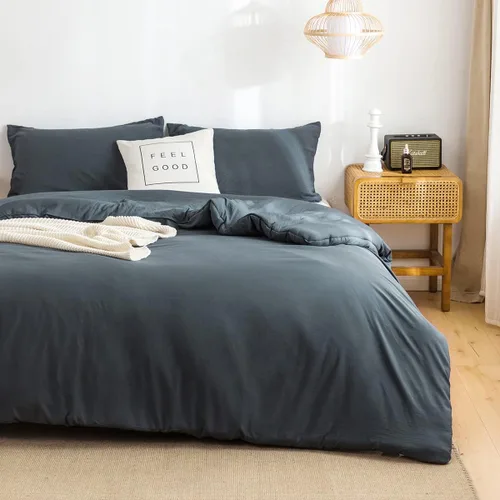 Miniatura 59 de COTTEBED Juego de edredón ultrasuave para cama King, para uso en todas las estaciones, peso ligero con microfibra de algodón lavado cálida y Verde