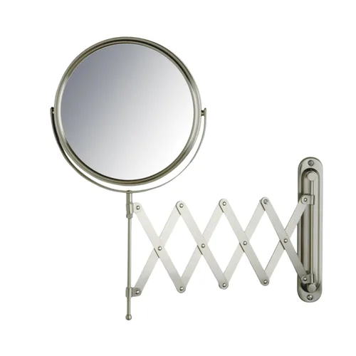 JERDON Espejo de maquillaje de pared de dos caras, espejo de maquillaje con aumento 7X y brazo extensible, espejo de 8 pulgadas de diámetro con