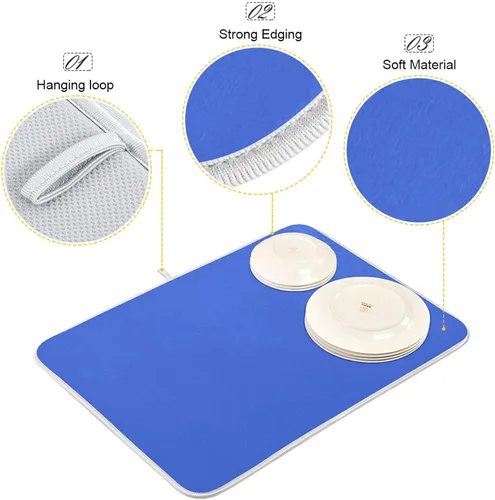 Miniatura 34 de Tapete rojo para secar platos pequeños, accesorios de cocina, tapete escurridor de platos de microfibra, resistente al calor, 16 x 18 pulgadas
