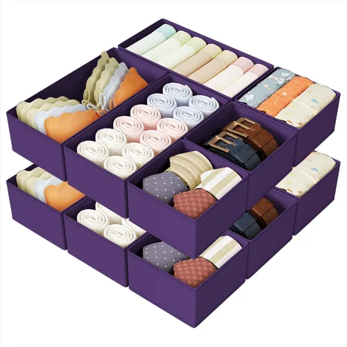 Miniatura 31 de DIMJ Organizadores de Cajones para Ropa, Juego de 4 Contenedores Organizadores para Cómoda, Organizadores de Armario de Tela y Almacenamiento