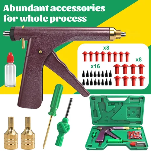 Miniatura 7 de Kit de 37 piezas de tapones de neumáticos en forma de seta, pistola de tapones de neumáticos con 16 tapones para pinchazos y planos de neumáticos