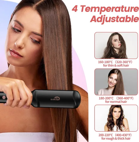 Miniatura 5 de Crimpadora de cabello para mujer, herramienta de cerámica para el cabello con placas de prensado planas 4 en 1, calentamiento rápido de 15 segundos