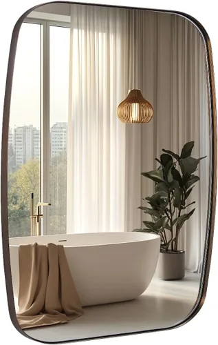 Miniatura 28 de ANDY STAR - Espejos ovalados negros para baño, espejo grande de 24x36 pulgadas con marco de metal negro mate oblongo para pared, espejo moderno
