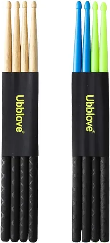 Miniatura 3 de Ubblove Baquetas 5A 2 pares con mangos antideslizantes para tambor, ligeras y duraderas de madera, 2 pares de baquetas para niños y adultos