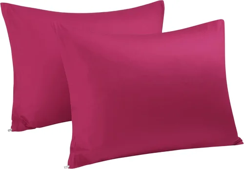Miniatura 14 de uxcell Fundas de almohada tejidas de 100% algodón egipcio, fundas de almohada suaves y transpirables con cierre de cremallera, 2 fundas de almohada