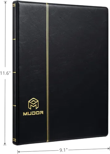 Miniatura 2 de Álbumes de Sellos MUDOR para Coleccionistas, 1 Libro de Sellos de Bolsillo para Coleccionistas, 10 Hojas de Clasificador de Sellos, Negro