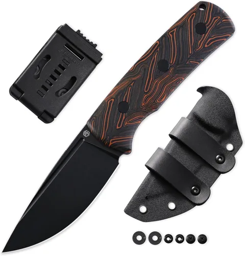 Miniatura 4 de Petrified fish PFP01F Beluga Cuchillo de hoja fija, 3.62 pulgadas, hoja de satén N690, 5.85 onzas G10/Micarta mango cuchillo de hoja fija