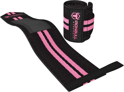 Miniatura 3 de Muñequeras para Mujeres con Presillas para el Pulgar - 12" Grado Profesional - Soporte y Compresión de Muñeca para Entrenamiento Cruzado, Negro/Rosa