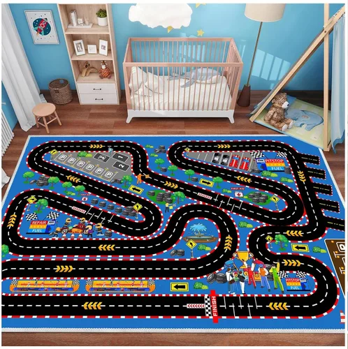 Miniatura 8 de Alfombra de coche para niños para autos de juguete, alfombra de pista de carreras, alfombra de carretera para sala de juegos, aula, habitación