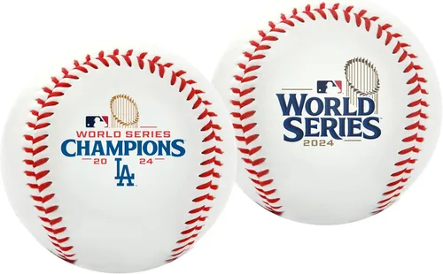 Miniatura 9 de Rawlings Campeones Oficiales de la Serie Mundial 2024 Los Angeles Dodgers Béisbol Conmemorativo Múltiples Estilos Blanco/Oro Cuero