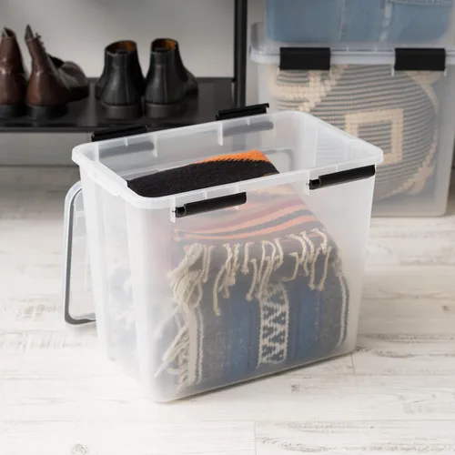 Miniatura 5 de IRIS USA - Contenedor organizador de plástico hermético para almacenamiento, 36 cuartos de capacidad, con tapa duradera, sello y hebillas de cierre