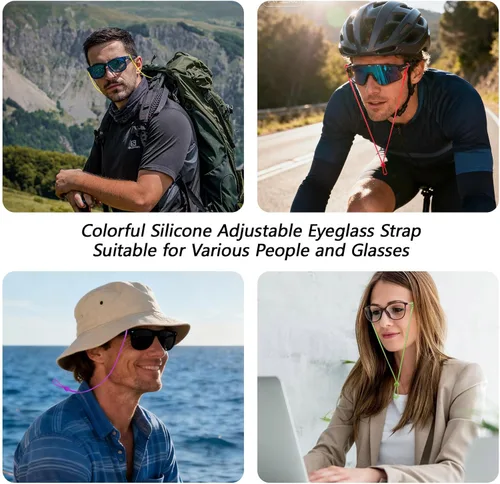 Miniatura 5 de BILIONE 6 correas ajustables para gafas, soporte de silicona antideslizante para gafas para mujeres y hombres, correa para gafas deportivas