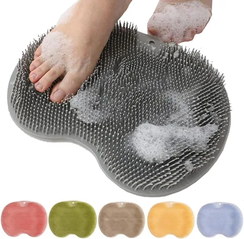 Alfombrilla de silicona para pies de ducha, limpiador mejorado de pies con ventosas para montar en la pared, almohadilla de limpieza mejorada para