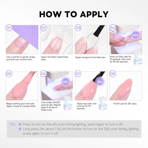 Miniatura 8 de PEACECOLOR Mini luz U V para uñas de gel, lámpara de uñas U V, secador de uñas, 2 modos de temporizador, lámpara LED de secado rápido para esmalte