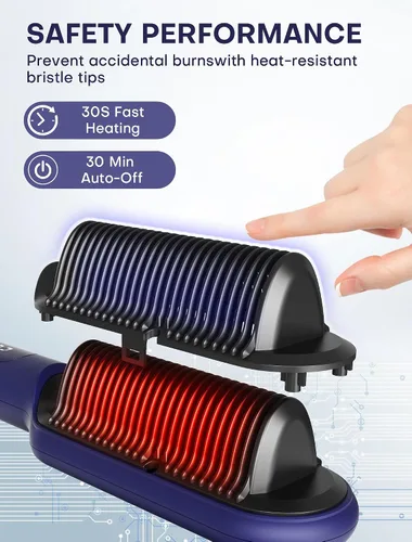 Miniatura 7 de Handor Cepillo alisador de cabello Pro Ionic para mujer, 9 ajustes de temperatura con pantalla LED, calor rápido de cerámica Hot Tech, 250°F-410°F