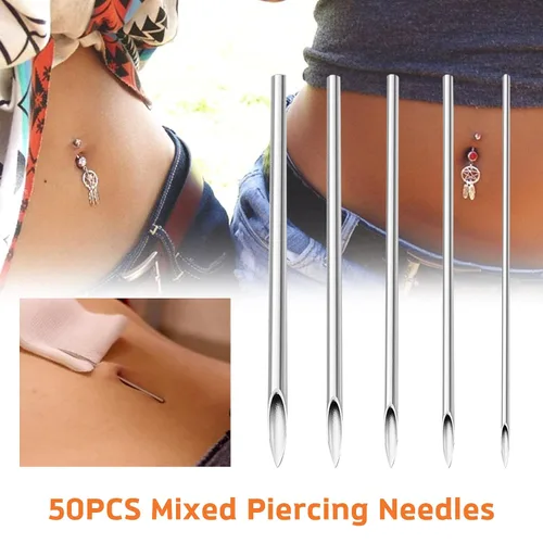 Miniatura 6 de Autdor 50 agujas de perforación, mixtas de 12G, 14G, 16G, 18G, 20G, estériles, de acero inoxidable 316L, agujas huecas para oreja, nariz, tabique
