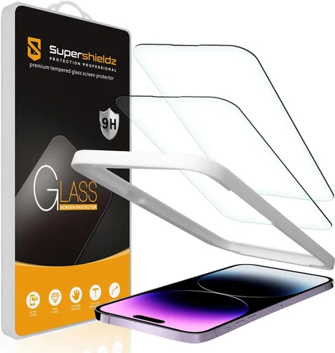 Supershieldz (2 Pack) Diseñado para iPhone 14 Pro Max (6.7 pulgadas) Protector de pantalla de vidrio templado con (Bandeja de fácil instalación)