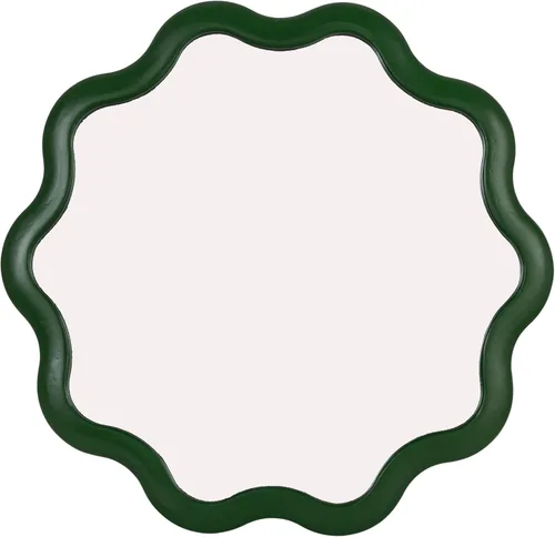 Miniatura 3 de Creative Co-Op Espejo de pared ondulado de madera festoneada, verde