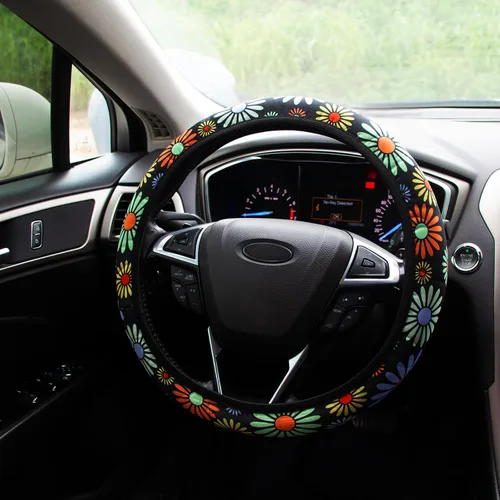 Miniatura 8 de Funda de volante para mujeres estilo bohemio, fundas universales para volante, protector, accesorios de automóvil para coche 15 pulgadas