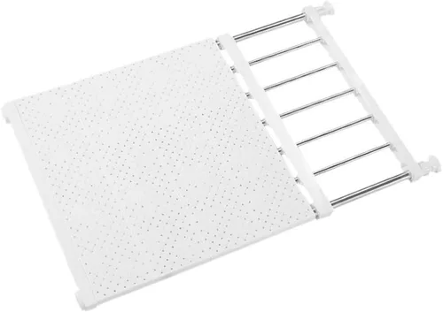 DOITOOL Estante de tensión extensible para armario, estante de almacenamiento de metal ajustable, organizador de gabinete, separador divisor para