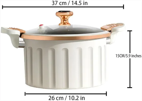 Miniatura 2 de Olla a presión de esmalte antiadherente (8L) Olla multifuncional con tapa, sello de silicona, válvula a prueba de derrames, olla de presión (A)