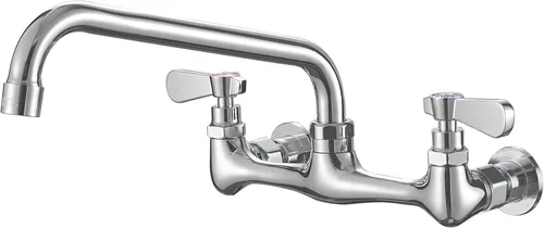 Miniatura 11 de modelo 4353 - Grifo de montaje en pared, grifo de cocina con boquilla giratoria de 8 pulgadas, cuello de cisne de 8 pulgadas, centro de 2 asas