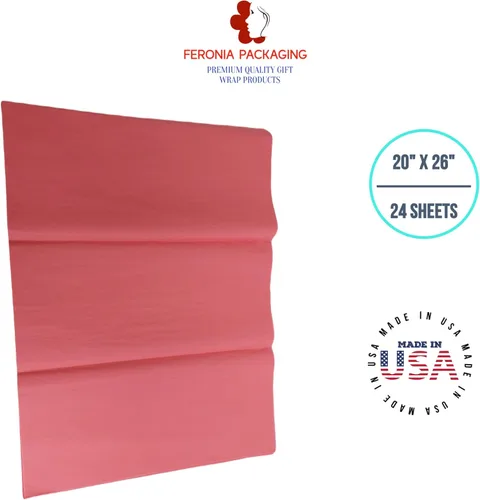 Feronia Packaging - Cuadrados de papel de seda de rosa coral, 24 hojas, papel de regalo prémium y suministros de arte para cumpleaños, vacaciones o
